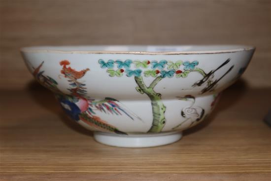 A Chinese bowl decorated with birds and ducks diameter 20.5cm